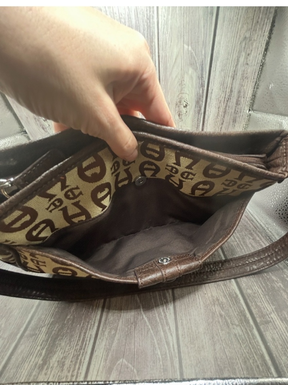 ETIENNE AIGNER Y2K VTG Baguette Shoulder Bag Monogram Print Horsebit Brown Beige - Picture 12 of 15